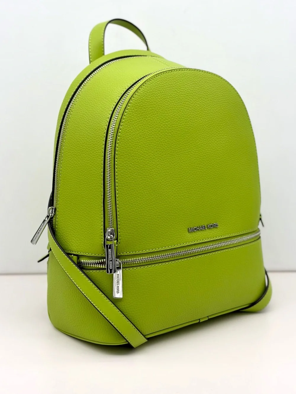 Michael Kors Rhea medium backpack leather Backpack Lime NWT